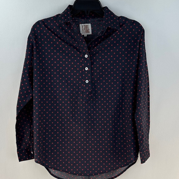 A Shirt Thing Tops - A Shirt Thing Polka Dot Long Sleeve Top